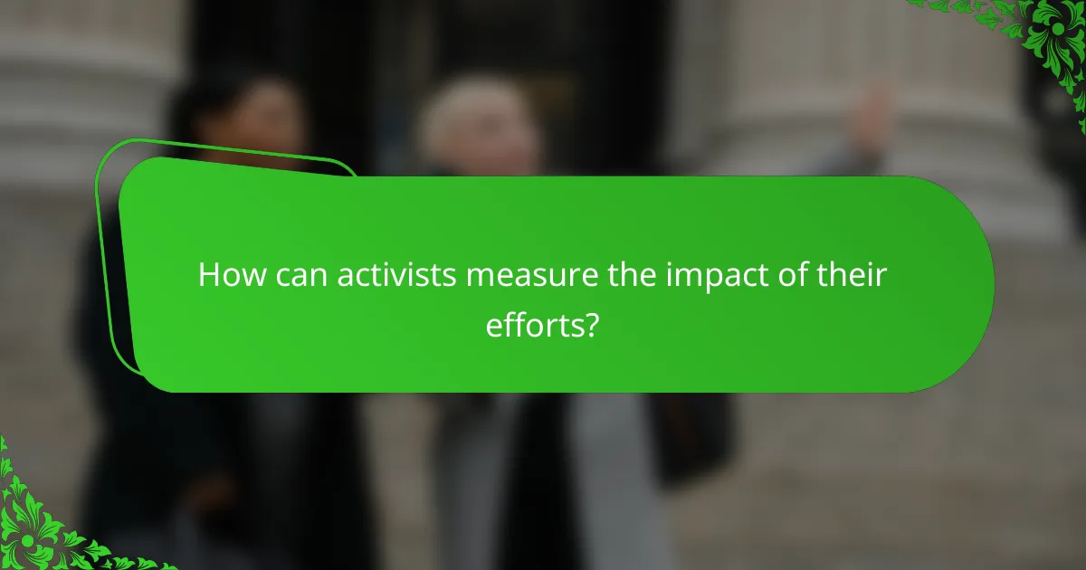 How can activists measure the impact of their efforts?