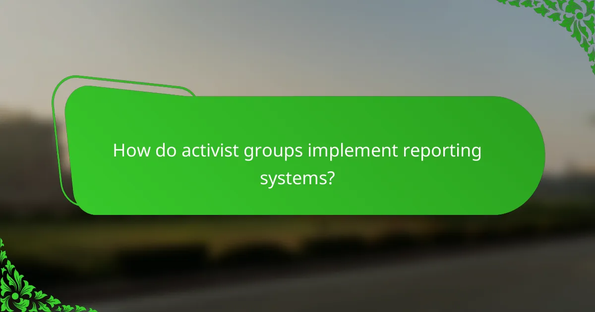 How do activist groups implement reporting systems?