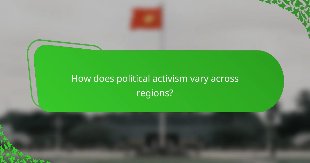 How does political activism vary across regions?