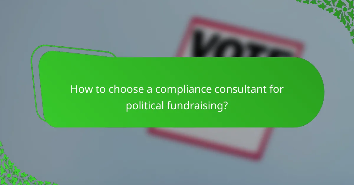 How to choose a compliance consultant for political fundraising?