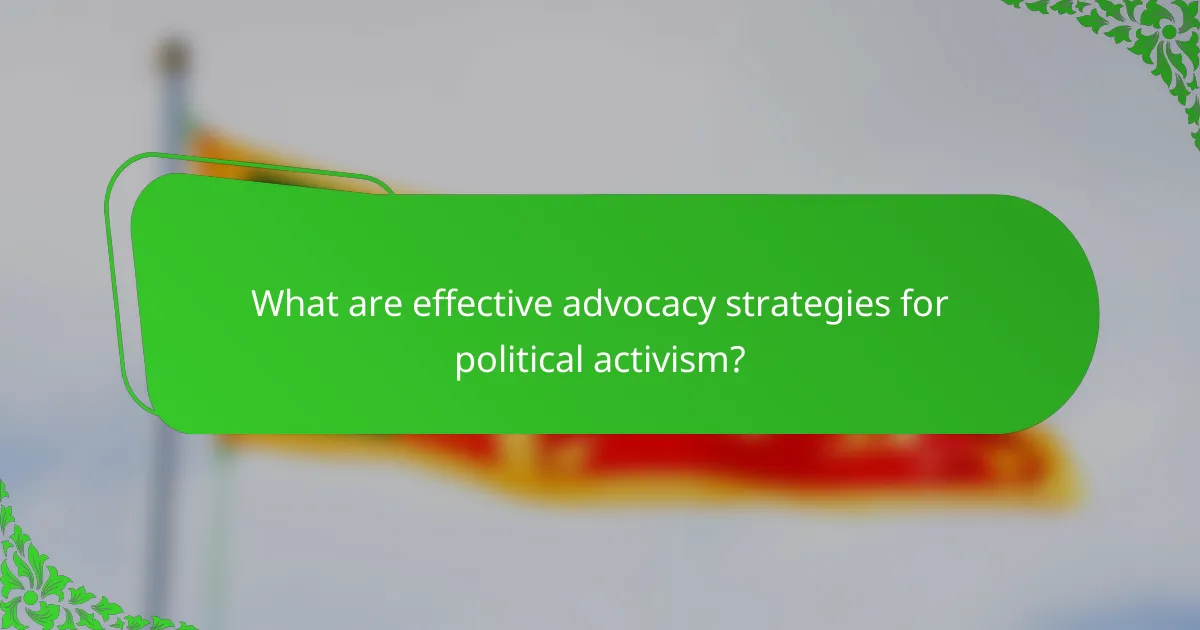 What are effective advocacy strategies for political activism?