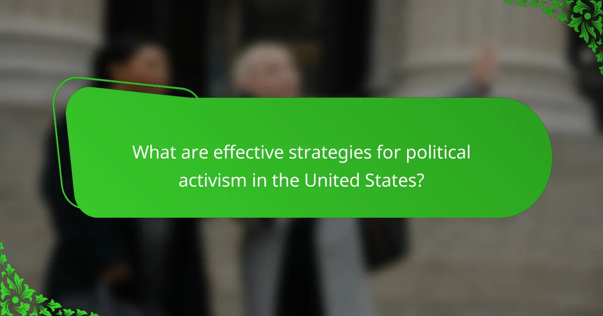 What are effective strategies for political activism in the United States?