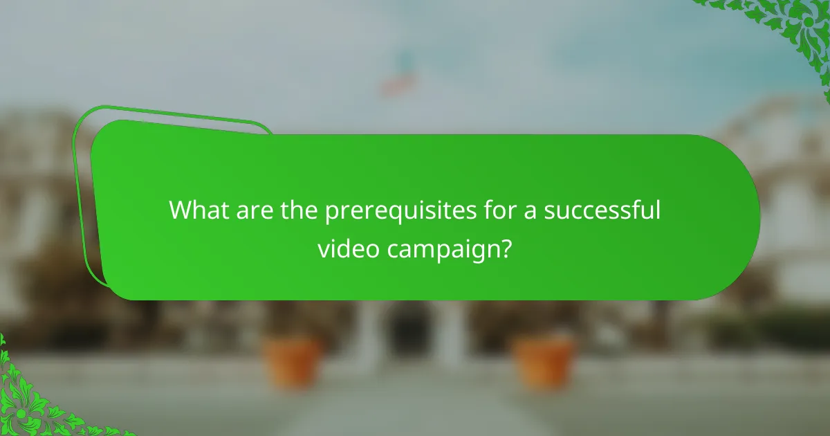 What are the prerequisites for a successful video campaign?
