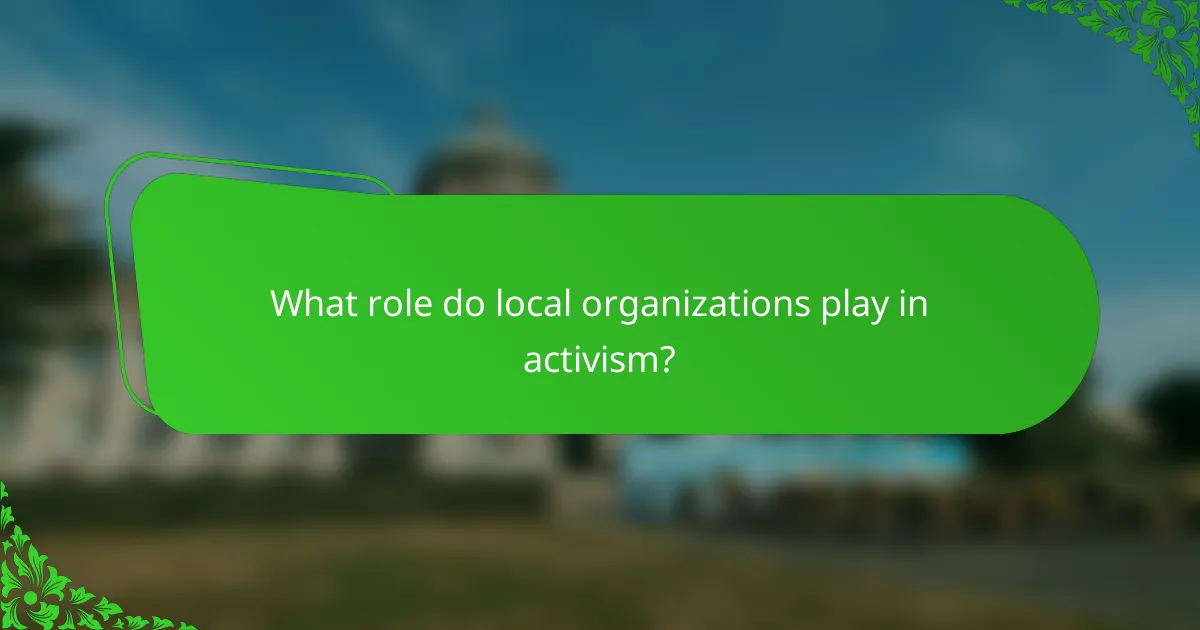 What role do local organizations play in activism?